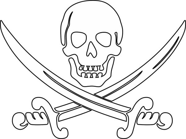 pirate skull outline sword swords  svg vector cut file