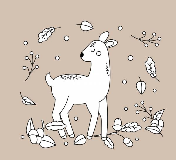 deer autumn leaves nature  svg vector cut file