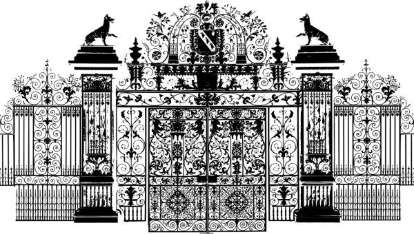 chirk castle gates silhouette gate  svg vector cut file