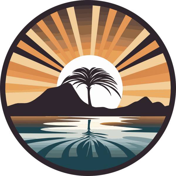 ai generated palm tree sea sunset  svg vector cut file