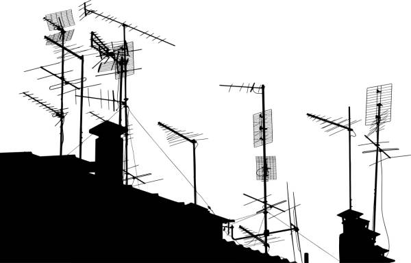 house antennas silhouette buildings  svg vector cut file