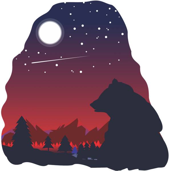 bear night moon moonlight sky  svg vector cut file