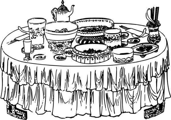 buffet food spread table  svg vector cut file