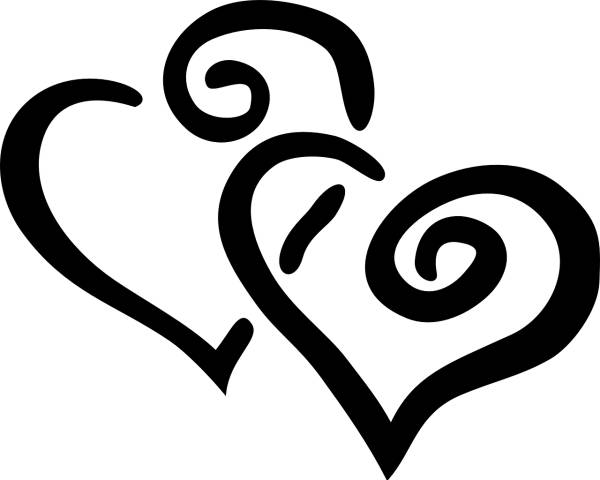 hearts design swirl black love  svg vector cut file