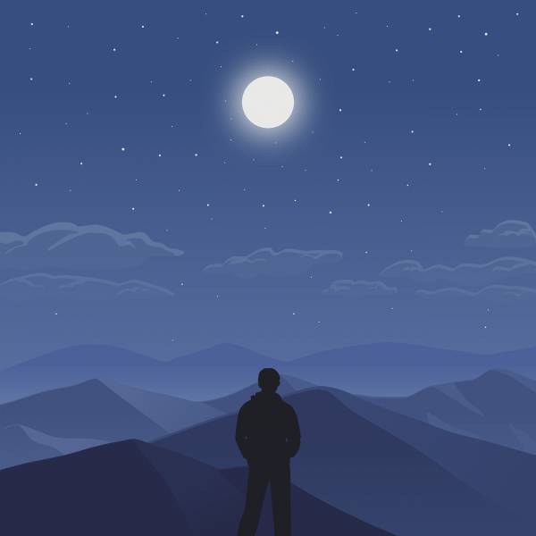 man moon silhouette mountain night  svg vector cut file