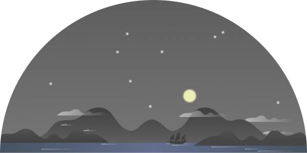 mountain night landscape ship  svg vector cut file