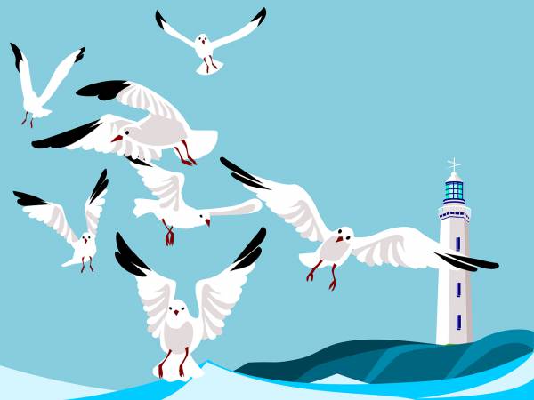 sea gull lighthouse refreshing  svg vector cut file