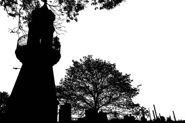 silhouette lighthouse city  svg vector cut file