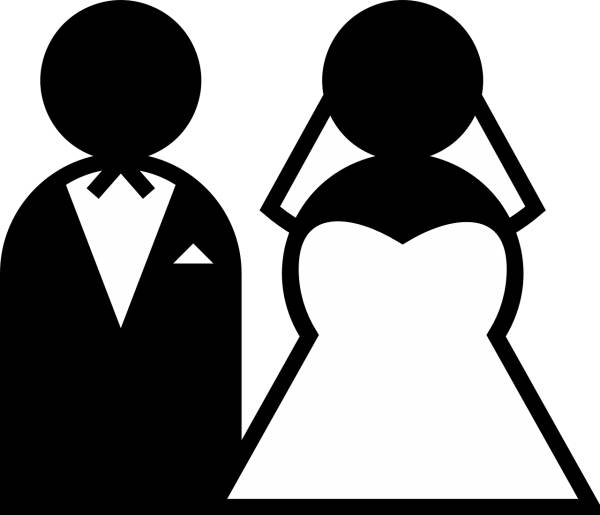 wedding couple black and white  svg vector cut file