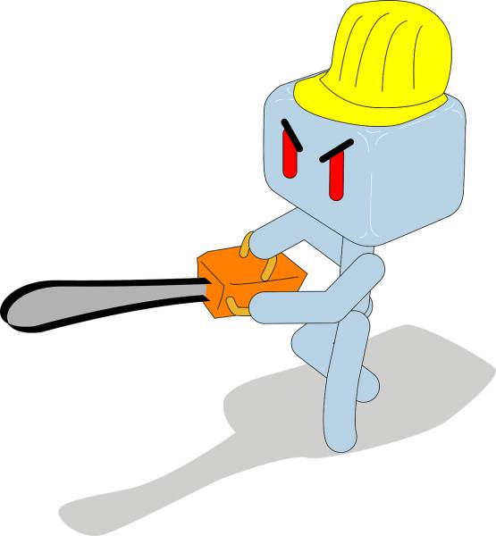 chainsaw worker holding hard hat  svg vector cut file