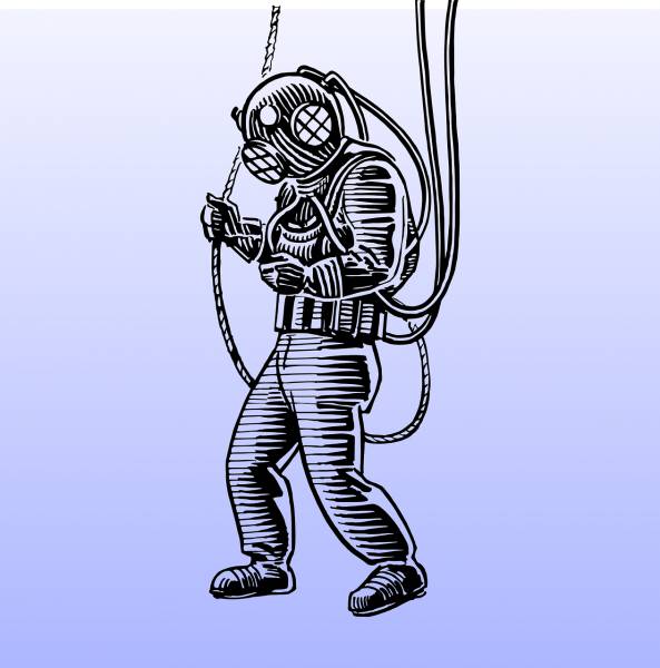 deep sea diver diving equipment  svg vector cut file