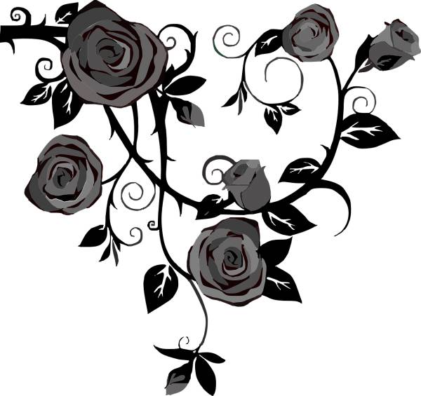 roses flowers gray black floral  svg vector cut file