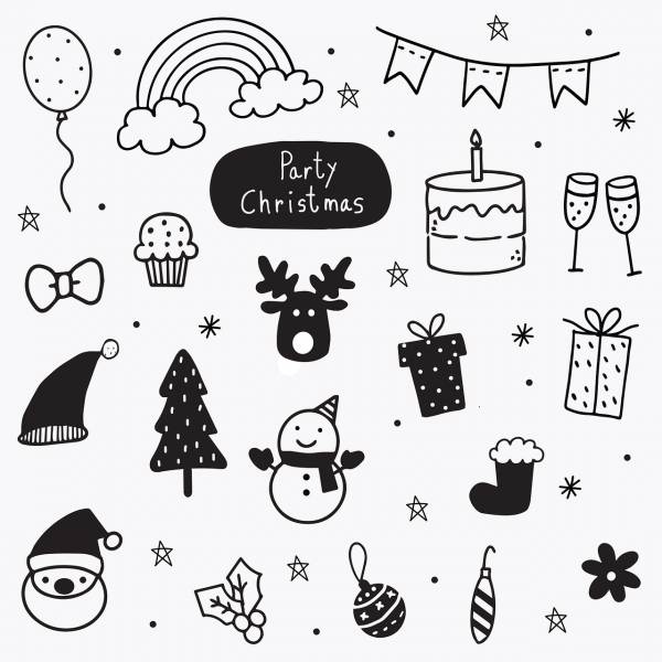 doodles christmas icons  svg vector cut file