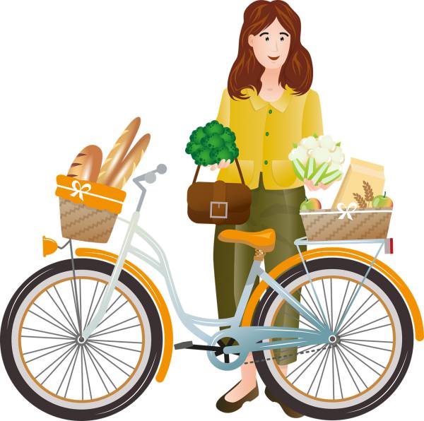 bicycle shopping woman basket bike  svg vector cut file