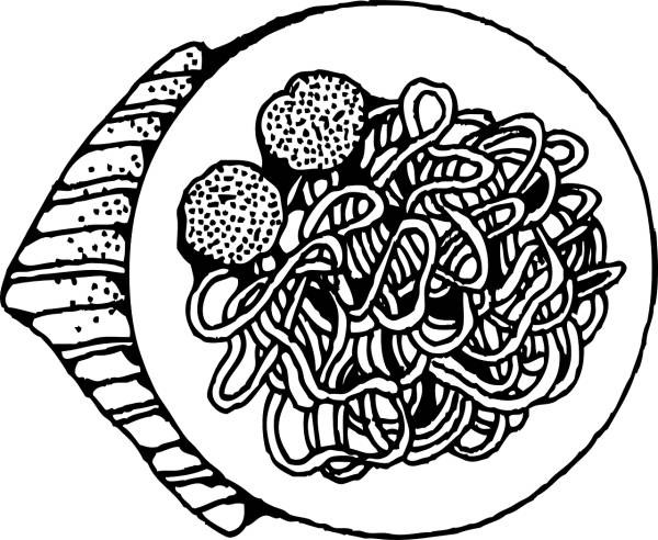 spaghetti italian meatballs pasta  svg vector cut file
