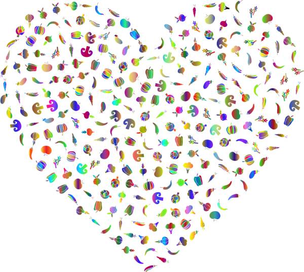 vegetables heart love symbol food  svg vector cut file