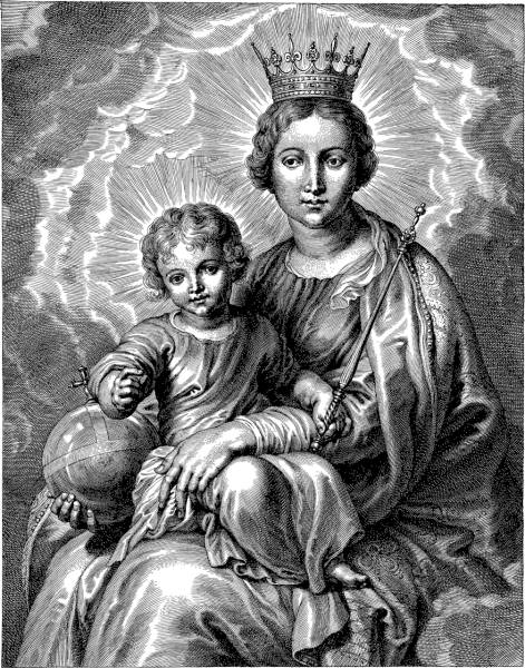 virgin mary baby jesus line art  svg vector cut file