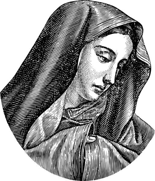 virgin mary madonna line art  svg vector cut file