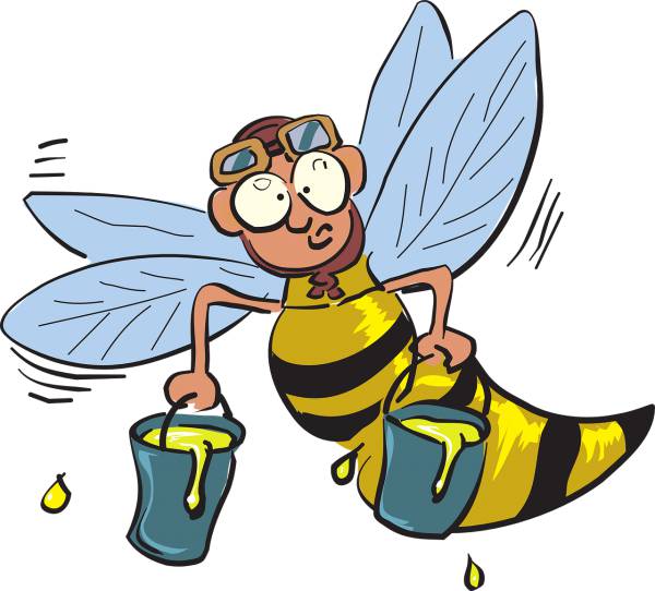 bee flying holding honey buckets  svg vector cut file