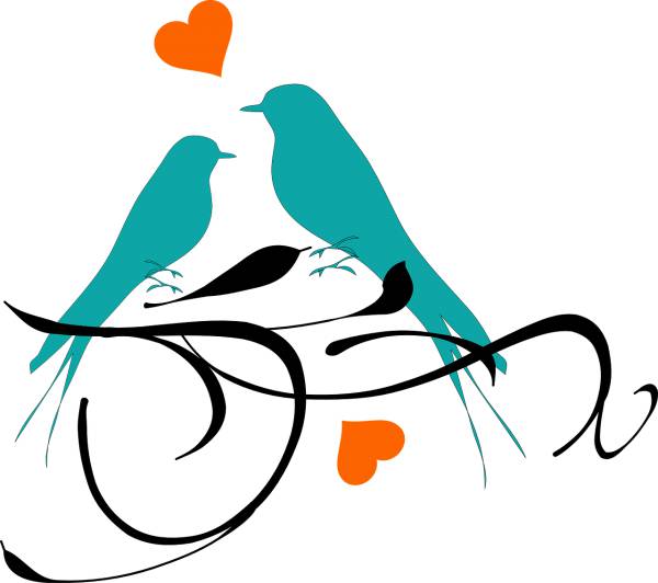 birds perched swallows hearts love  svg vector cut file