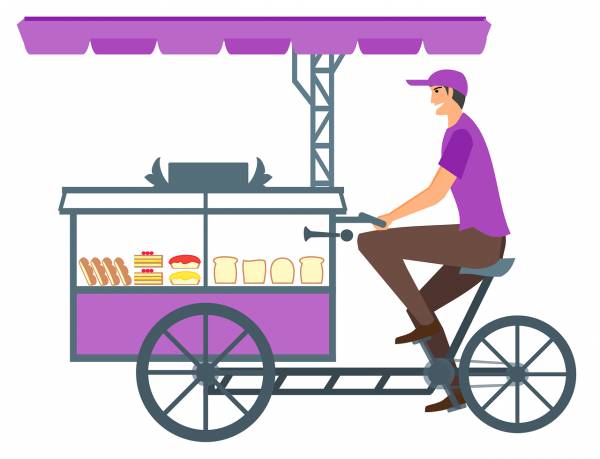 bread cake seller food cart guy  svg vector cut file