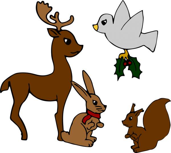christmas animals bird rabbit  svg vector cut file