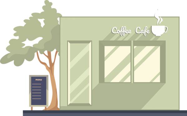 coffee shop building facade cafe  svg vector cut file