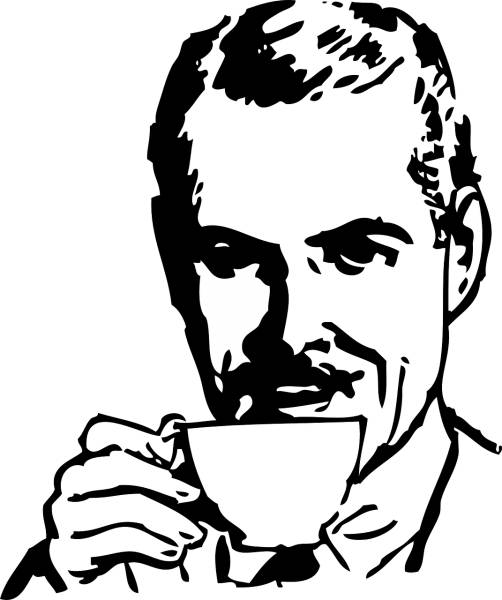 drinking coffee man black cup  svg vector cut file