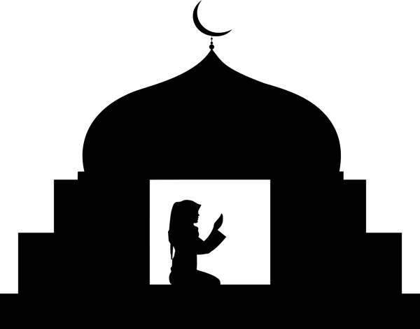islamic prayer silhouette female  svg vector cut file