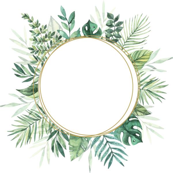 leaves circle frame boundary  svg vector cut file