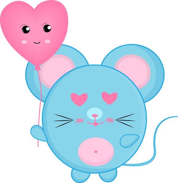 mouse rat love heart valentine  svg vector cut file