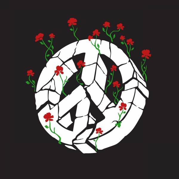 peace sign flowers roses drawing  svg vector cut file