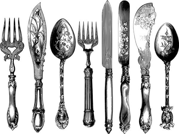 vintage cutlery line art spoon  svg vector cut file