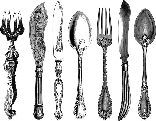 vintage cutlery line art spoon  svg vector cut file
