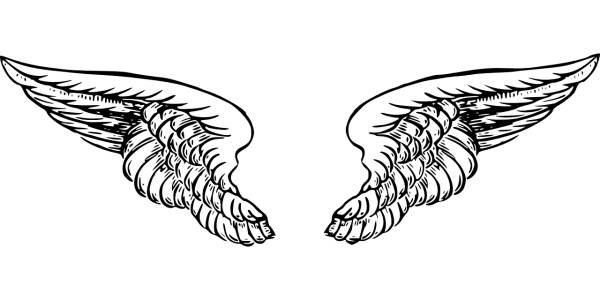wings angel black white tattoo  svg vector cut file