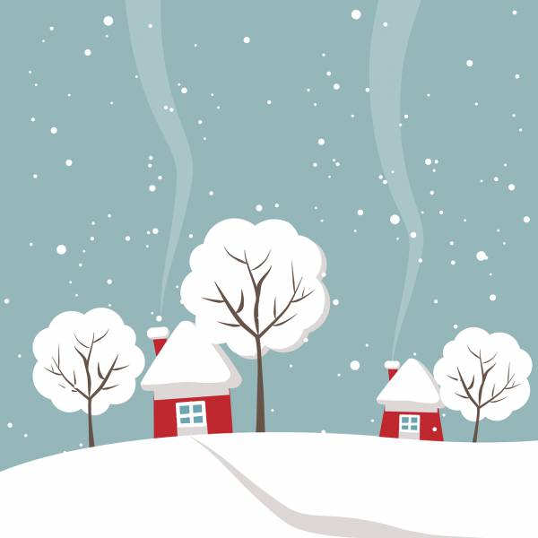wintry house tree winter snow  svg vector cut file
