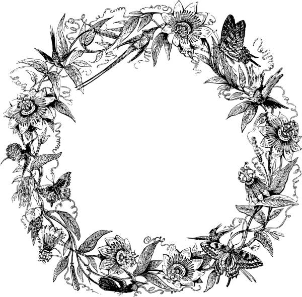 wreath frame line art border  svg vector cut file