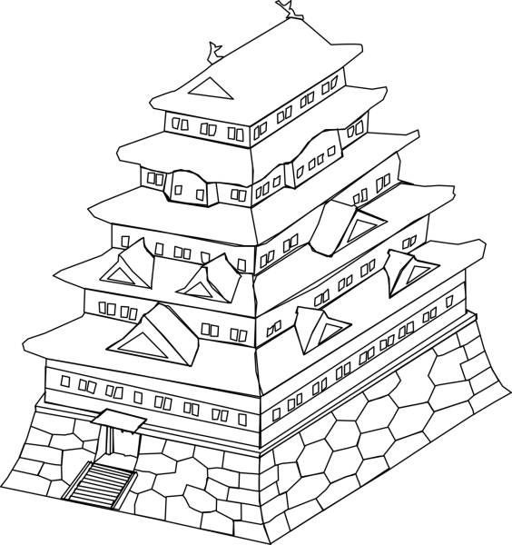 b w castle design japanese castle  svg vector cut file