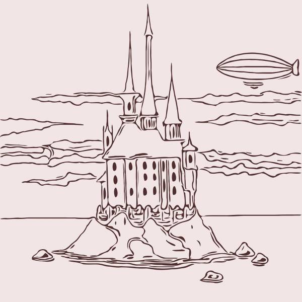 castle outlines ink clouds  svg vector cut file