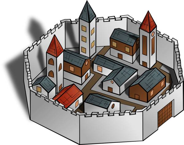 city wall buildings architecture  svg vector cut file