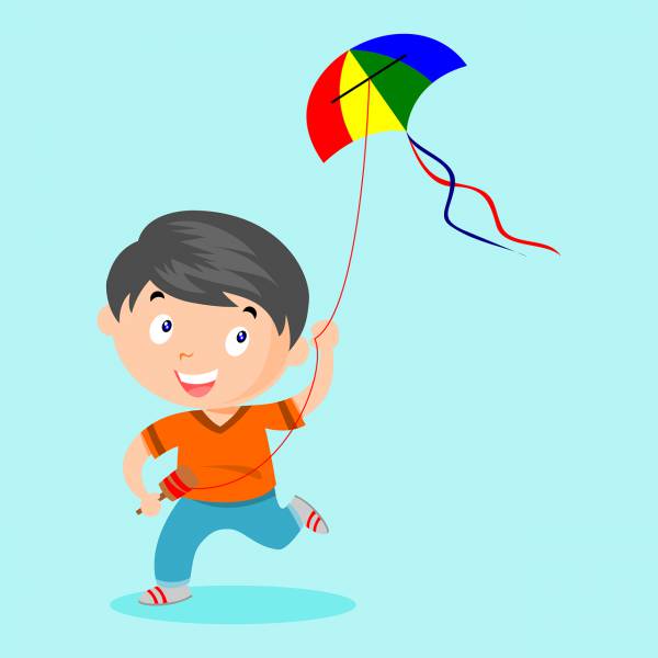 kite boy kid children play flying  svg vector cut file