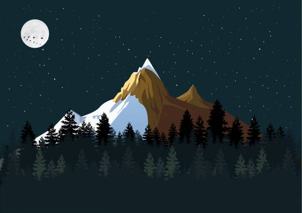 mountains forest night evening  svg vector cut file
