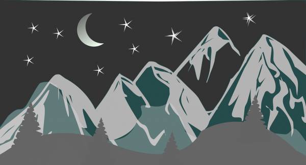 mountains night stars moon alps  svg vector cut file