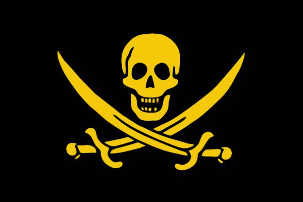 pirate flag deaths head black gold  svg vector cut file
