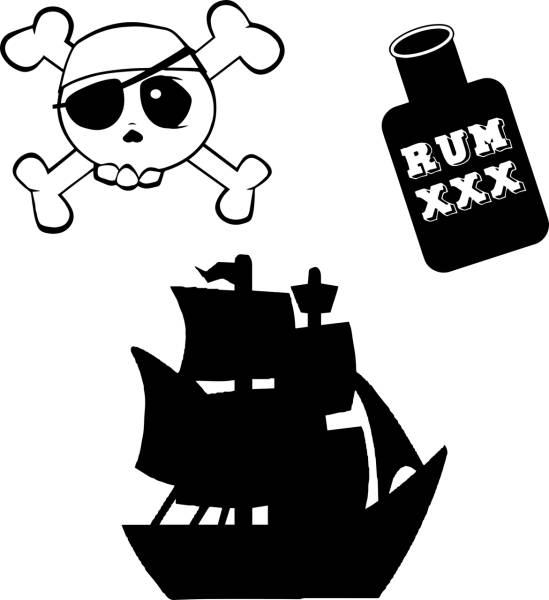 pirates ship skull drink bottle  svg vector cut file