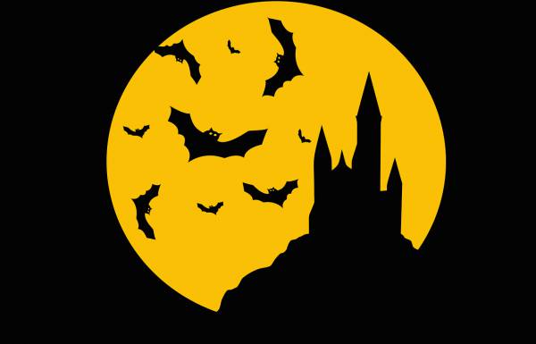 bats castle evil flying full moon  svg vector cut file