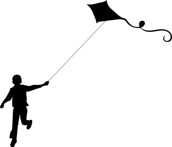 boy flying kite male playing  svg vector cut file