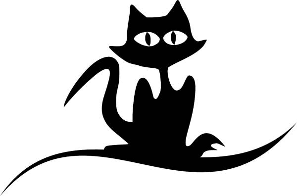 cat halloween black silhouette  svg vector cut file