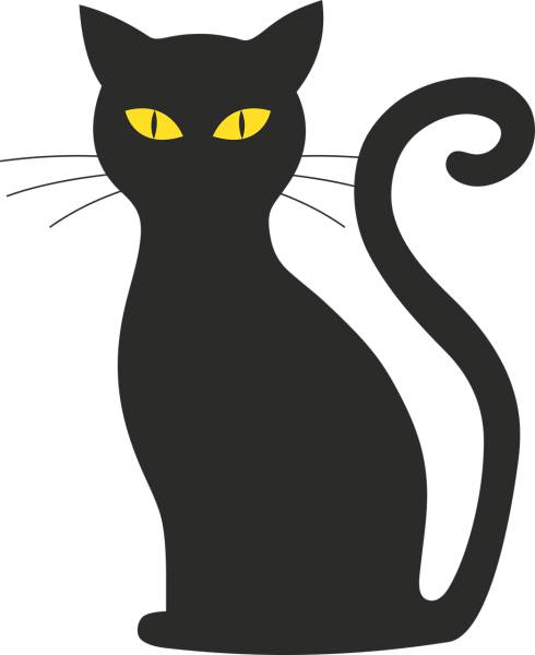 cat halloween silhouette puss  svg vector cut file