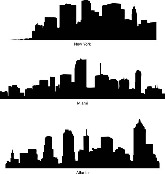 city silhouette new york atlanta  svg vector cut file
